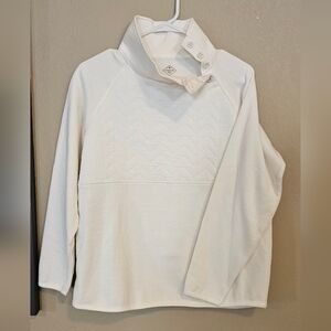 St. John's Bay Off-White Quilted Chevron Turtleneck Pullover